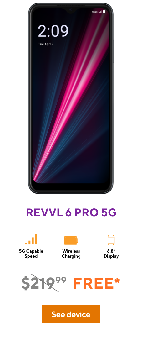 Front view of the REVVL 6 Pro showing off its impressive screen.
