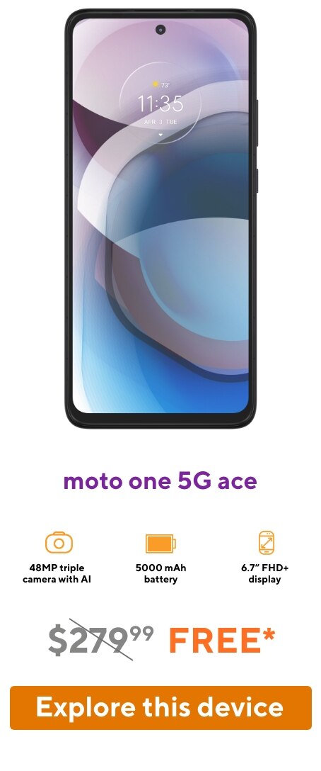 The motorola one 5G ace smartphone.