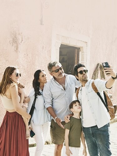 Large family taking a selfie.