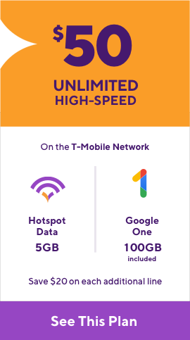 $50 Unlimited High-Speed rate plan on the T-Mobile network